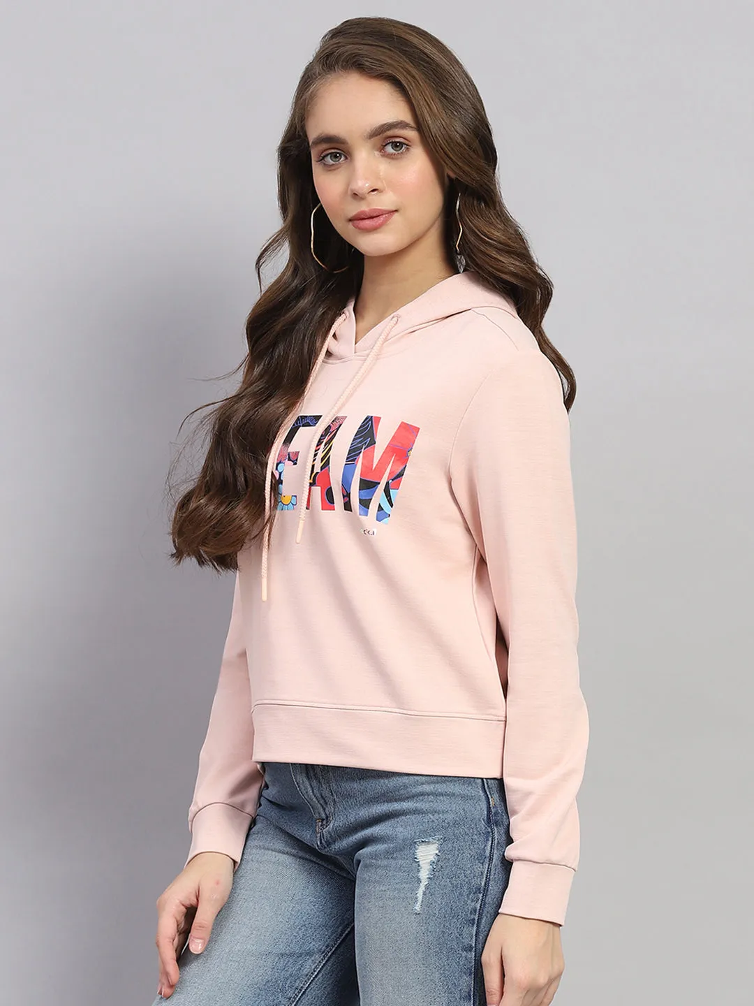 Rock.it Women Peach Printed Hooded Full Sleeve Sweatshirt sold by Monte Carlo product image thumbnail 3