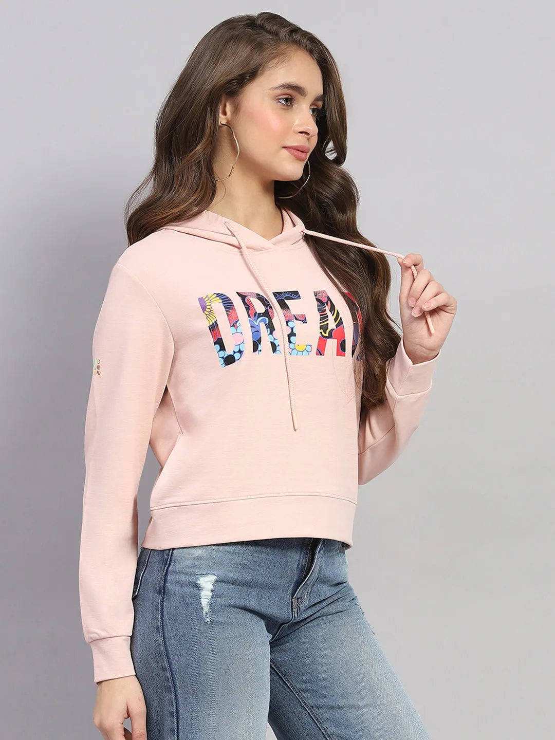 Rock.it Women Peach Printed Hooded Full Sleeve Sweatshirt sold by Monte Carlo product image thumbnail 4