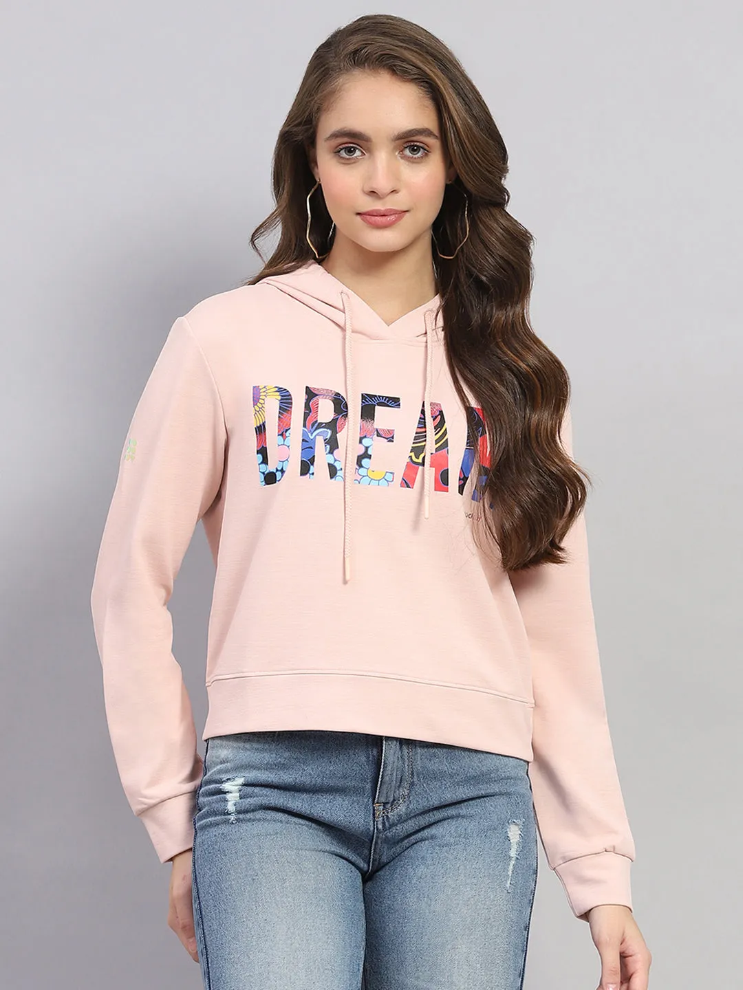 Rock.it Women Peach Printed Hooded Full Sleeve Sweatshirt sold by Monte Carlo product image thumbnail 2