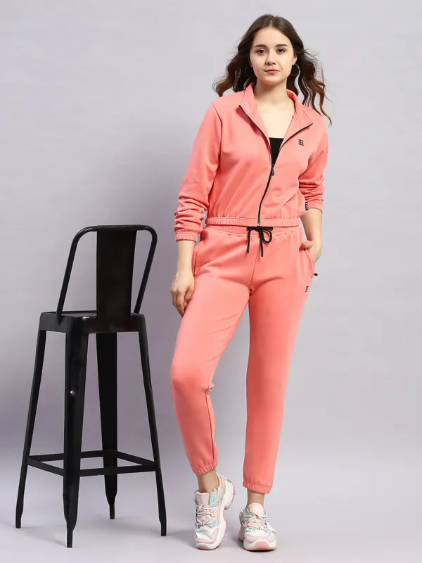 Rock.it Women Pink Solid Mock Neck Full Sleeve Tracksuit sold by Monte Carlo