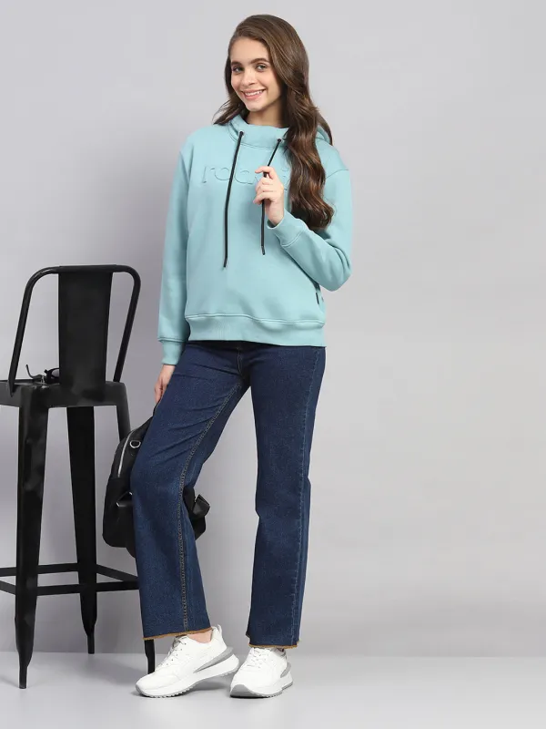 Rock.it Women Blue Solid Hooded Full Sleeve Sweatshirt sold by Monte Carlo