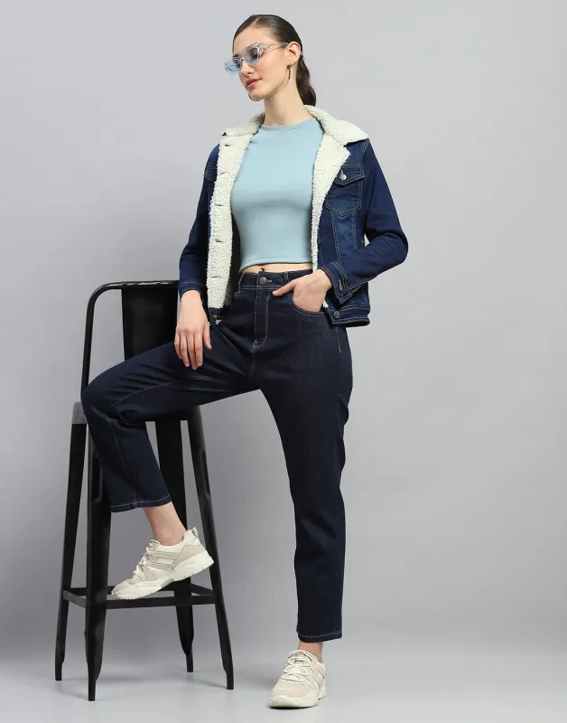 Women Dark Blue Solid Straight Fit Denim sold by Monte Carlo