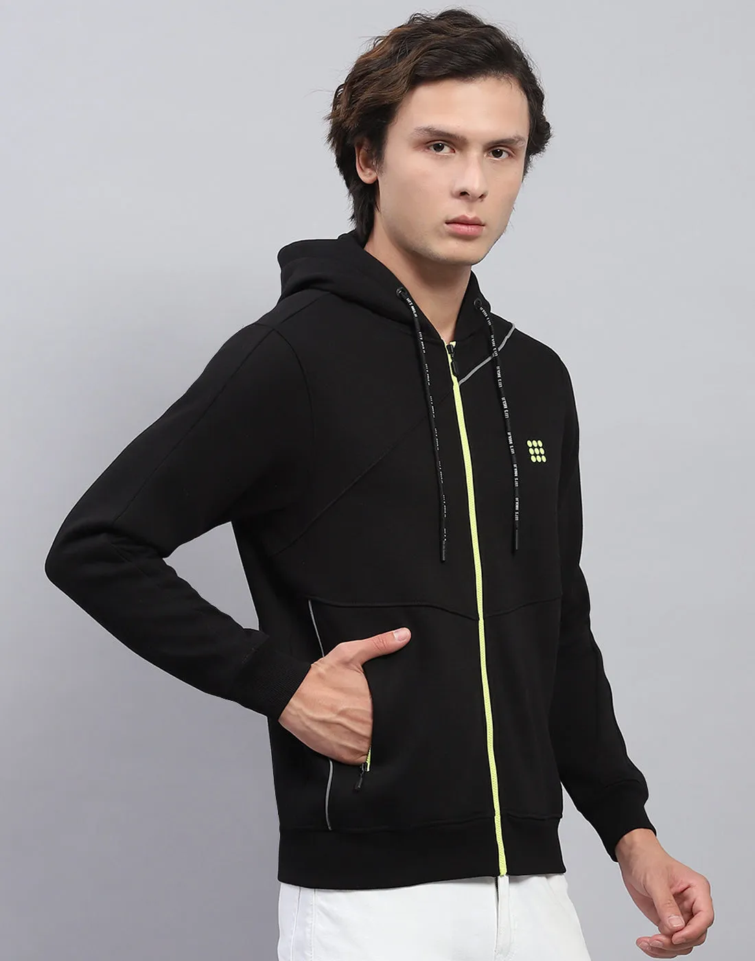 Rock.it Men Black Solid Hooded Full Sleeve Sweatshirt sold by Monte Carlo product image thumbnail 4
