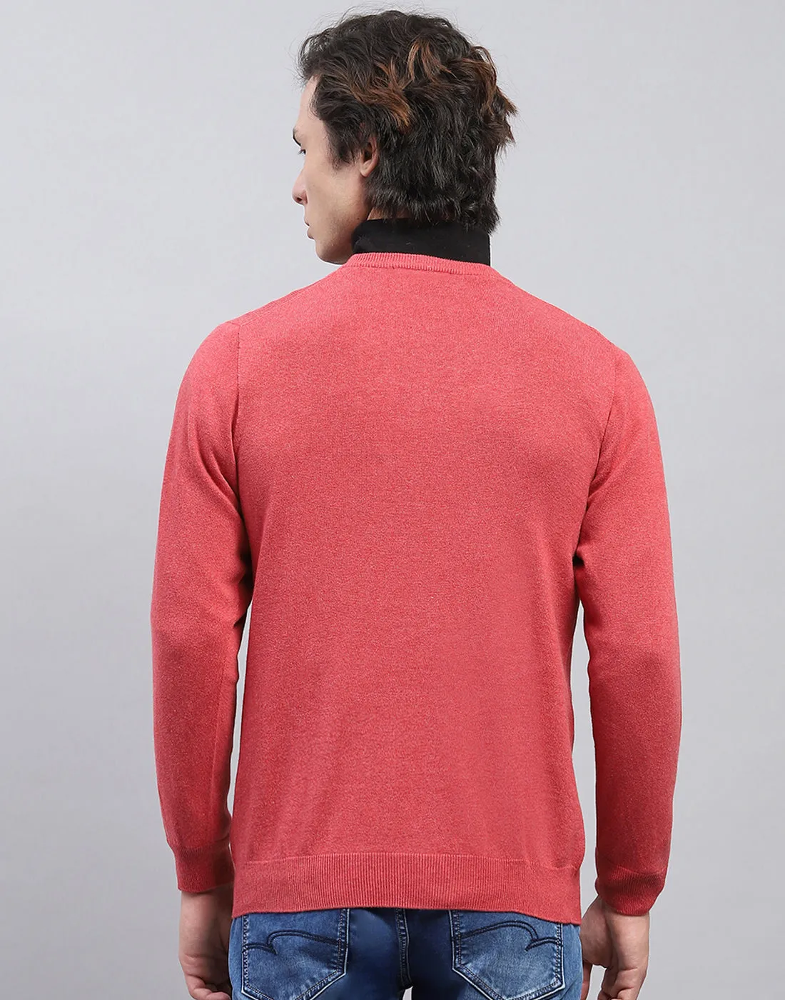 Men Pink Solid V Neck Full Sleeve Pullover sold by Monte Carlo product image thumbnail 5