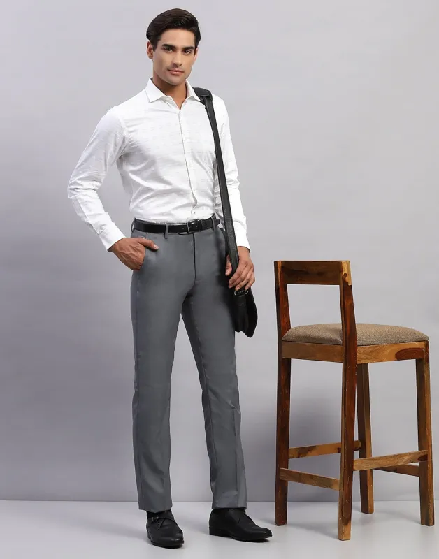 Men Grey Solid Smart Fit Trouser sold by Monte Carlo