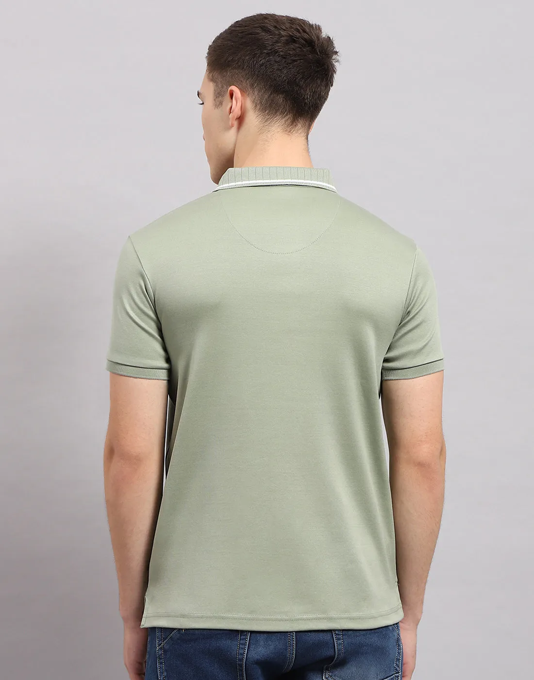 Men Olive Solid Polo Collar Half Sleeve T-Shirt sold by Monte Carlo product image thumbnail 5