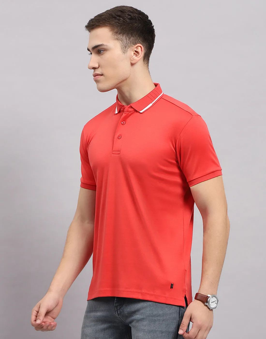 Men Coral Solid Polo Collar Half Sleeve T-Shirt sold by Monte Carlo product image thumbnail 3