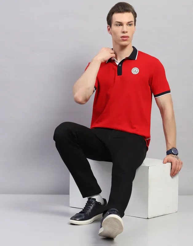 Rock.it Men Red Solid Polo Collar Half Sleeve T-Shirt made by Monte Carlo