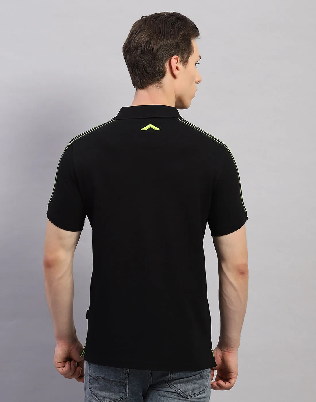 Rock.it Men Black Solid Polo Collar Half Sleeve T-Shirt sold by Monte Carlo product image thumbnail 5