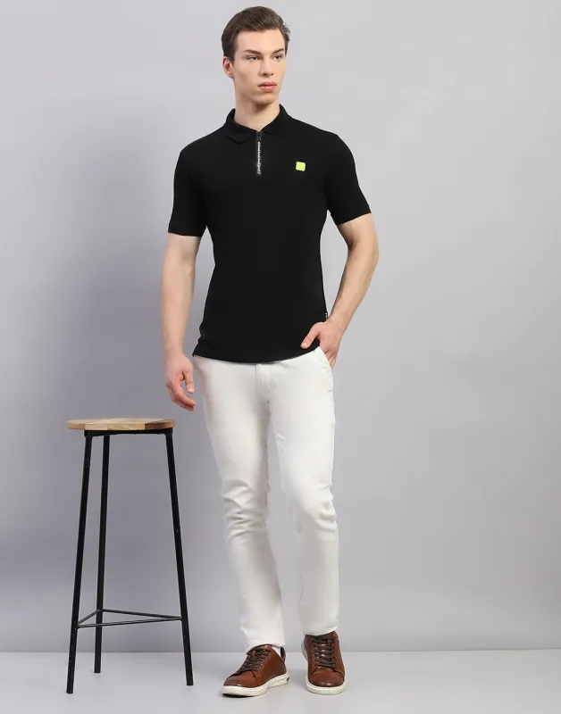 Rock.it Men Black Solid Polo Collar Half Sleeve T-Shirt made by Monte Carlo