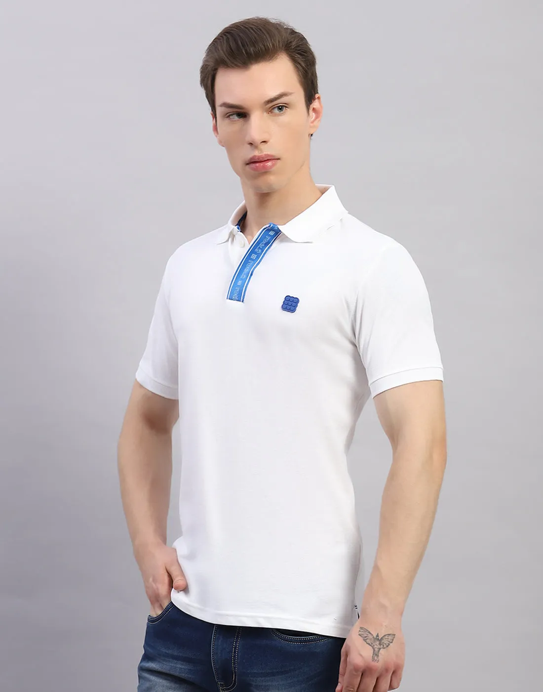 Rock.it Men White Solid Polo Collar Half Sleeve T-Shirt sold by Monte Carlo product image thumbnail 3