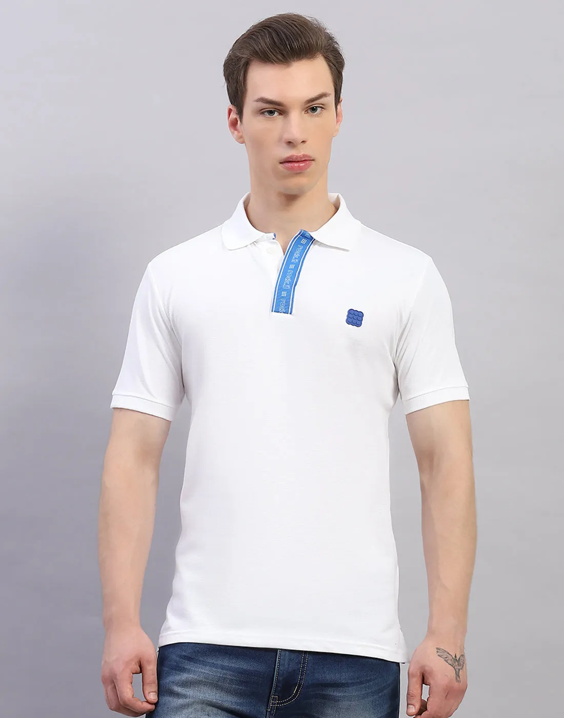 Rock.it Men White Solid Polo Collar Half Sleeve T-Shirt sold by Monte Carlo product image thumbnail 2