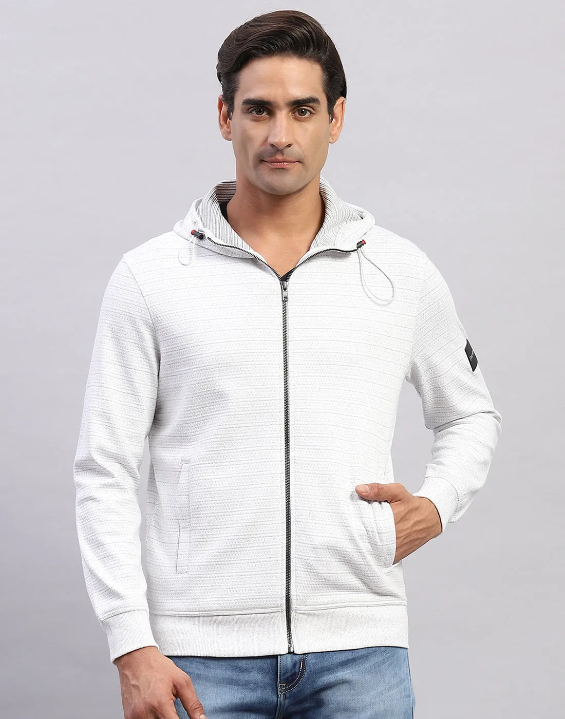 Men White Solid Hooded Full Sleeve Sweatshirt sold by Monte Carlo product image thumbnail 2