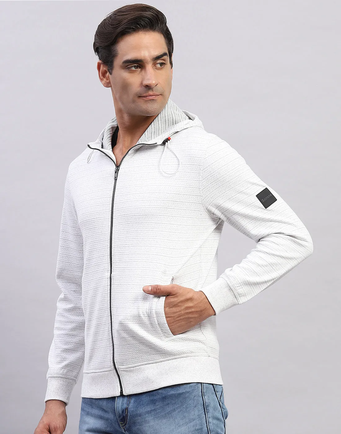Men White Solid Hooded Full Sleeve Sweatshirt sold by Monte Carlo product image thumbnail 3