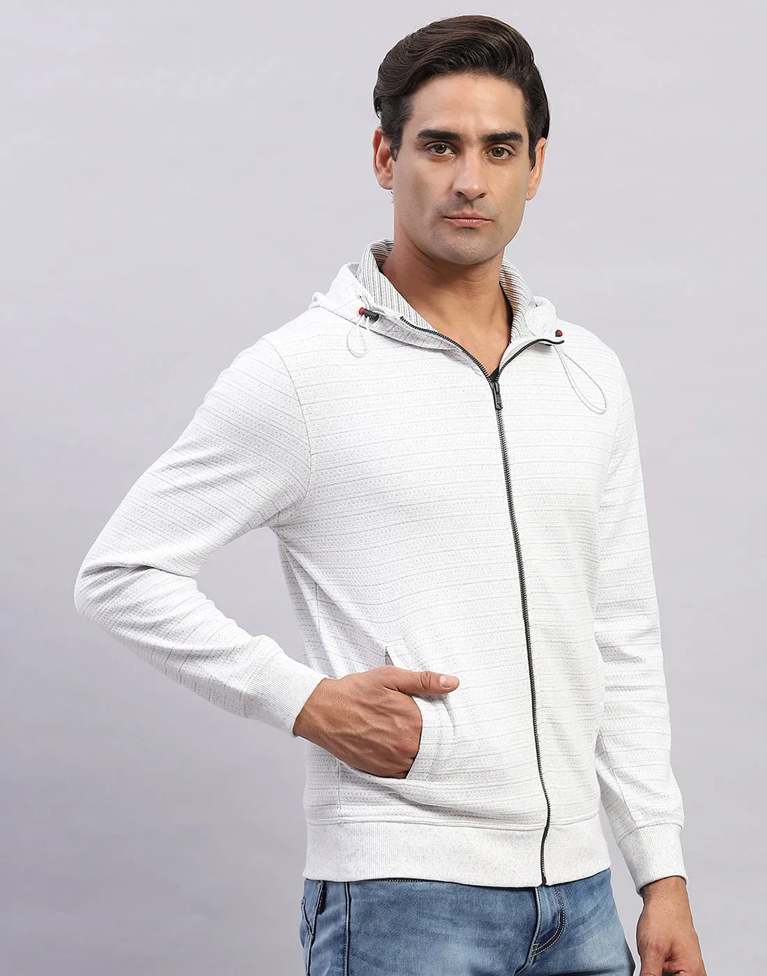 Men White Solid Hooded Full Sleeve Sweatshirt sold by Monte Carlo product image thumbnail 4