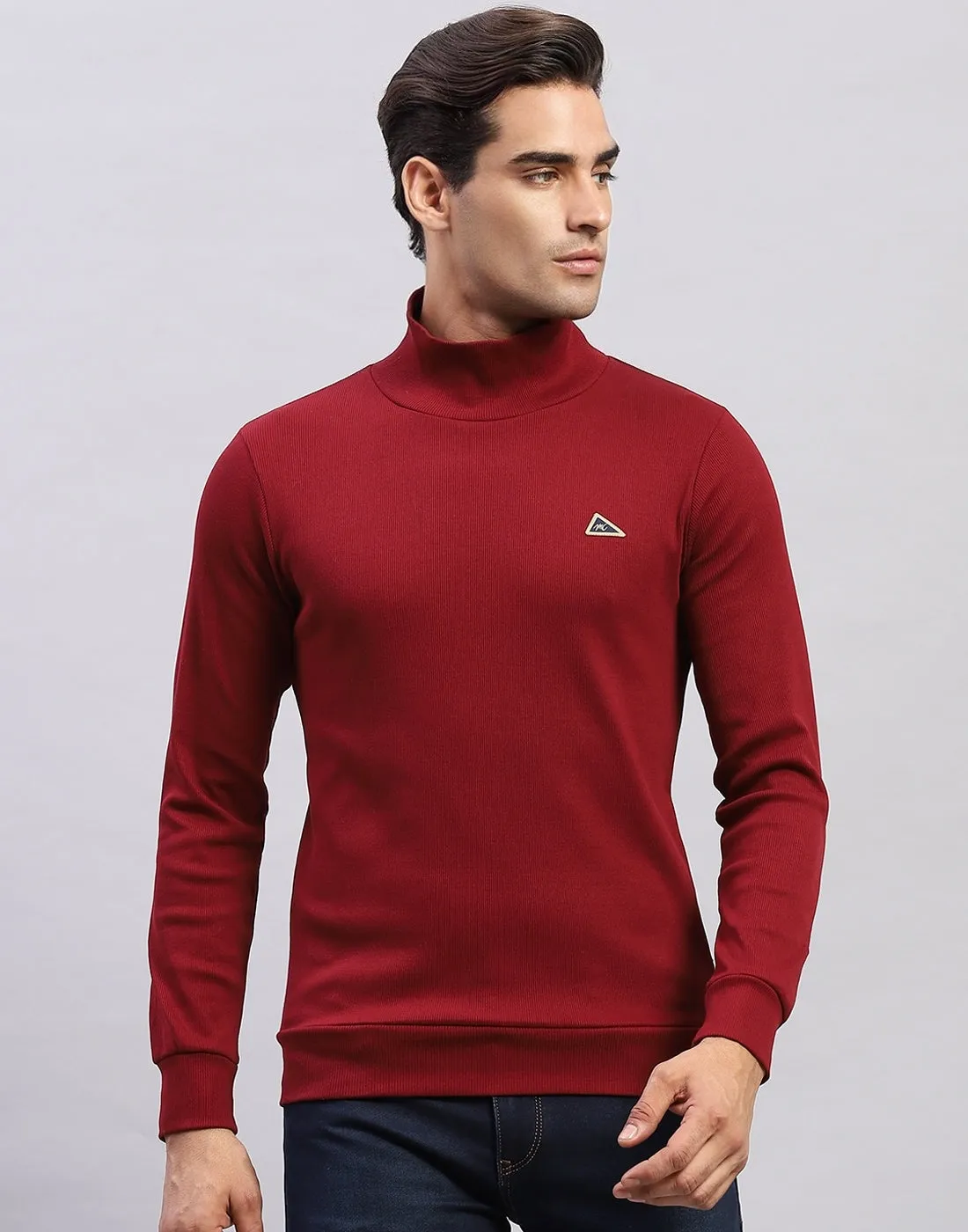 Men Maroon Printed High Neck Full Sleeve Winter T-Shirt sold by Monte Carlo product image thumbnail 2