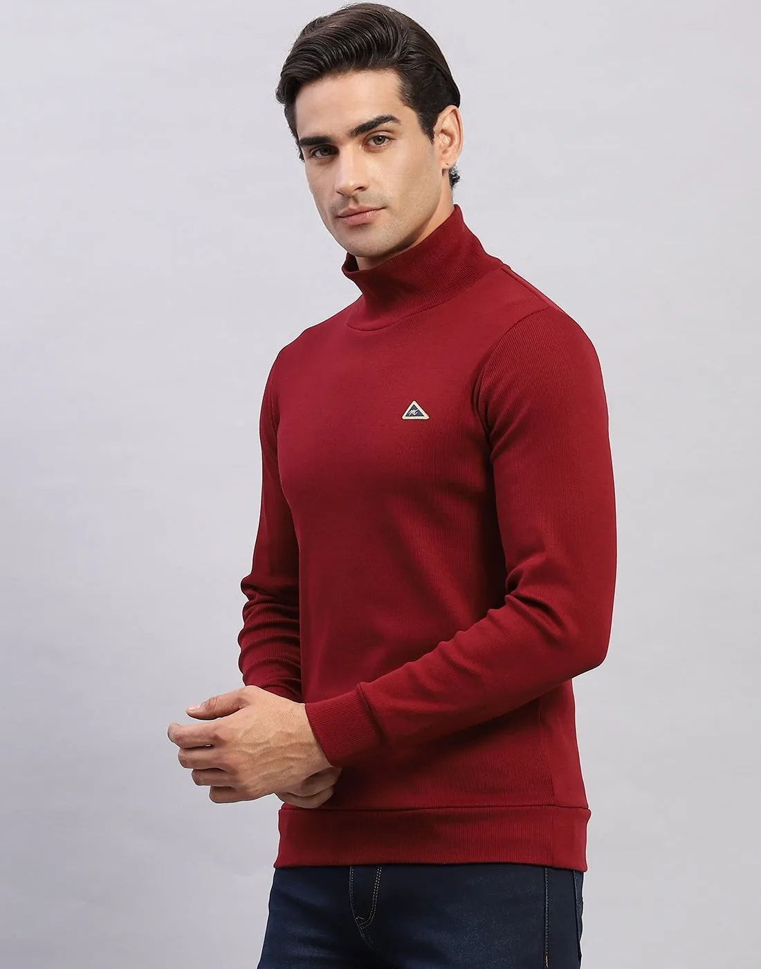 Men Maroon Printed High Neck Full Sleeve Winter T-Shirt sold by Monte Carlo product image thumbnail 3