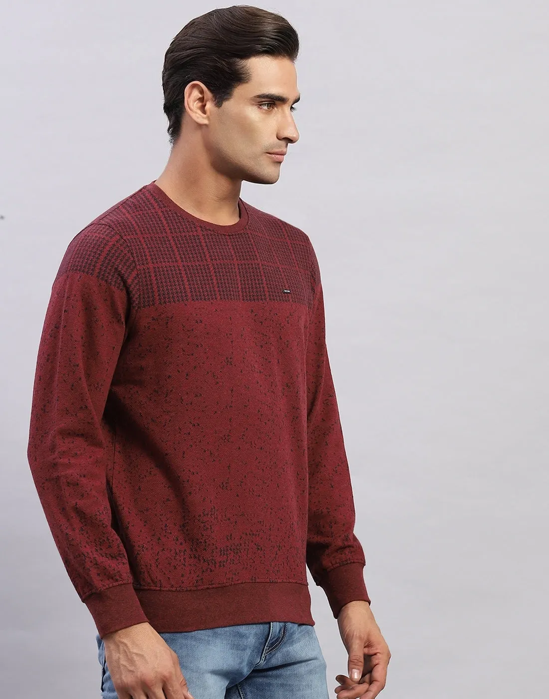 Men Maroon Printed Round Neck Full Sleeve Winter T-Shirt sold by Monte Carlo product image thumbnail 4