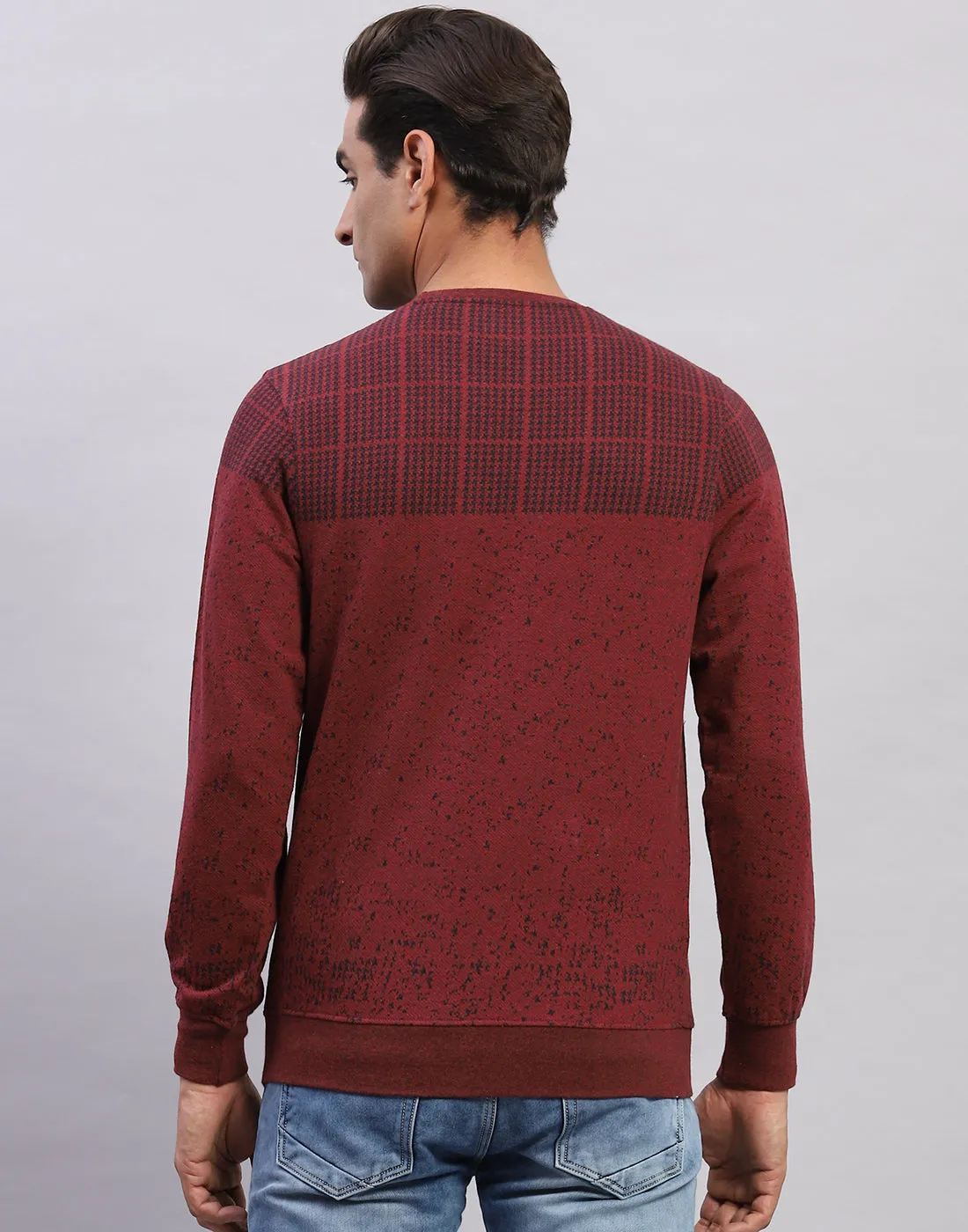 Men Maroon Printed Round Neck Full Sleeve Winter T-Shirt sold by Monte Carlo product image thumbnail 5