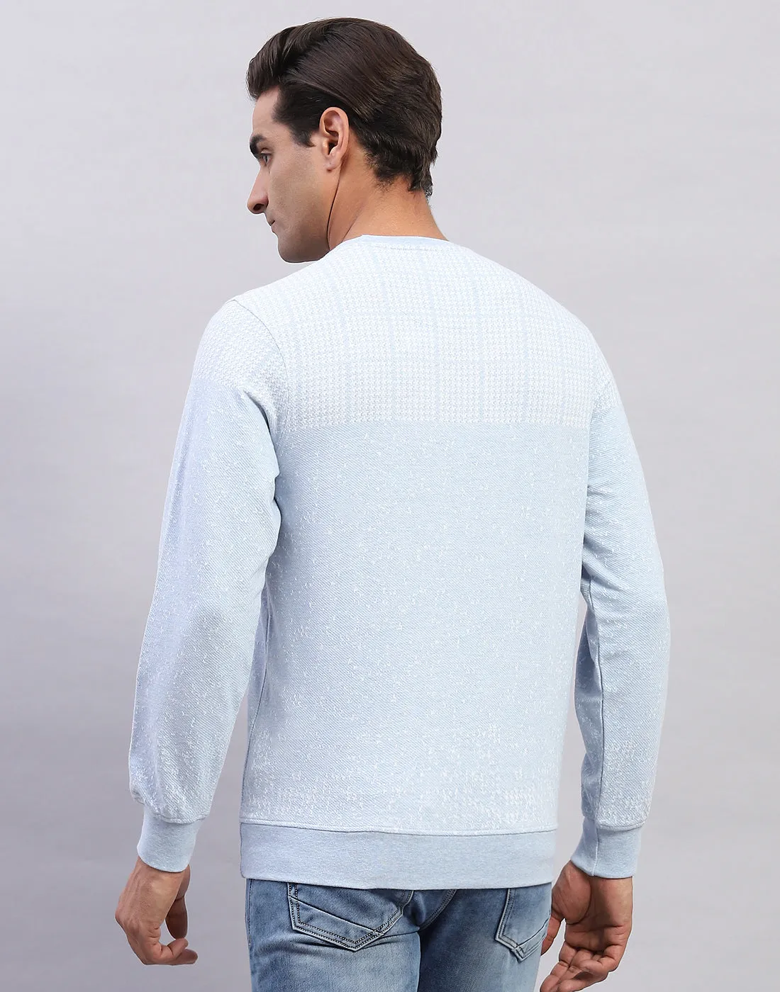 Men Light Blue Printed Round Neck Full Sleeve Winter T-Shirt sold by Monte Carlo product image thumbnail 5