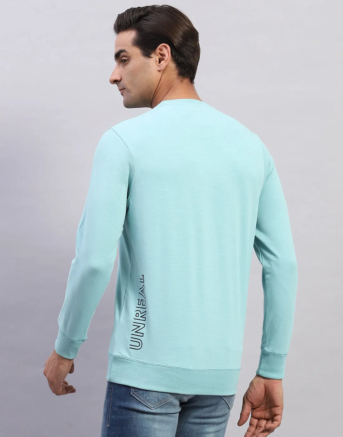 Men Light Blue Printed Round Neck Full Sleeve Winter T-Shirt sold by Monte Carlo product image thumbnail 5