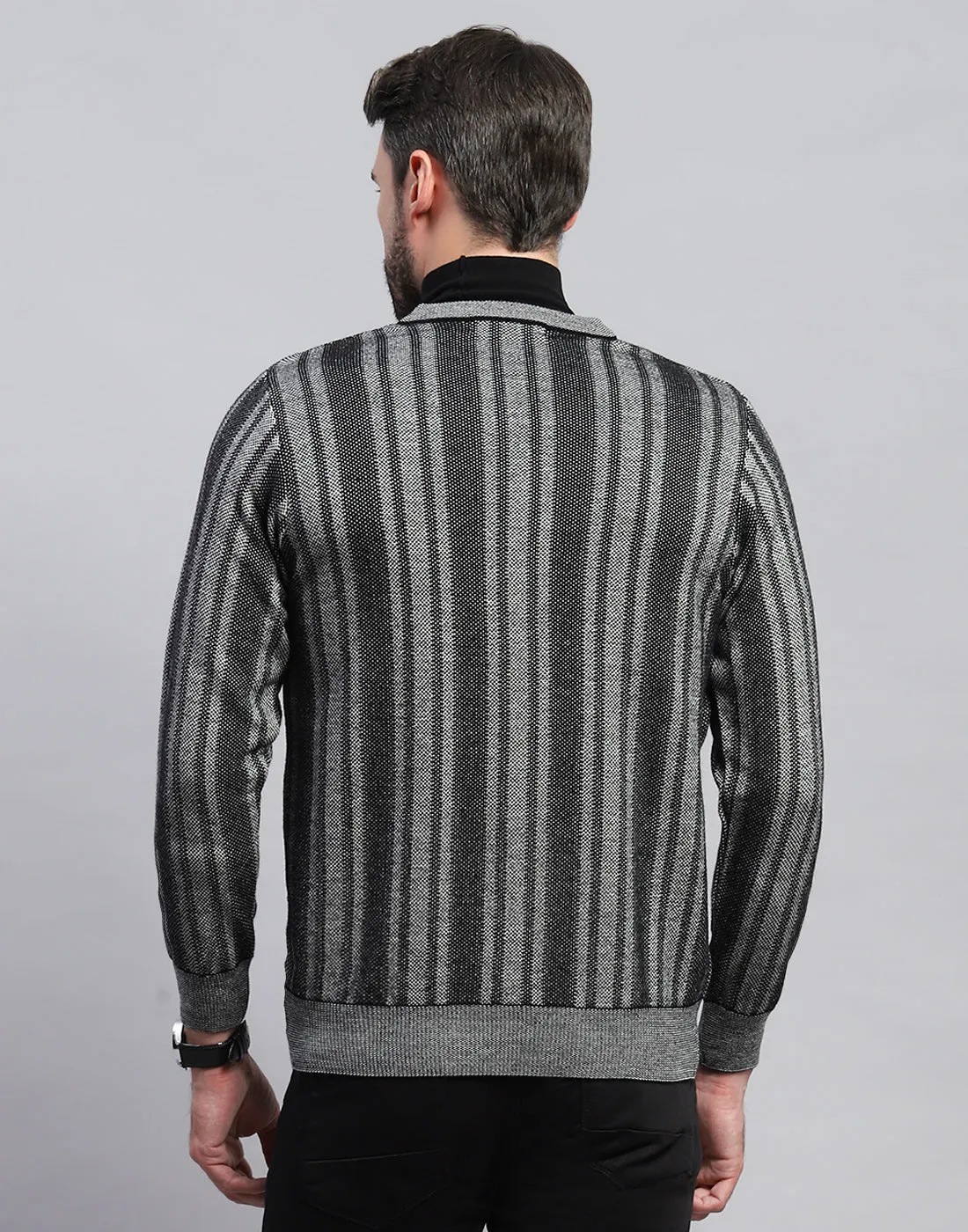 Men Black Stripe V Neck Full Sleeve Pullover sold by Monte Carlo product image thumbnail 5