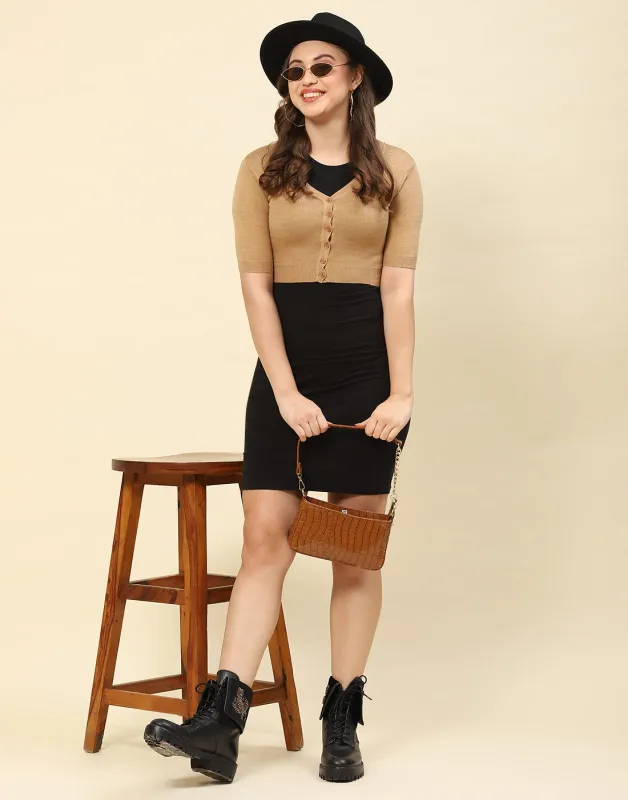 Women Brown Solid V Neck Half Sleeve Blouse sold by Monte Carlo