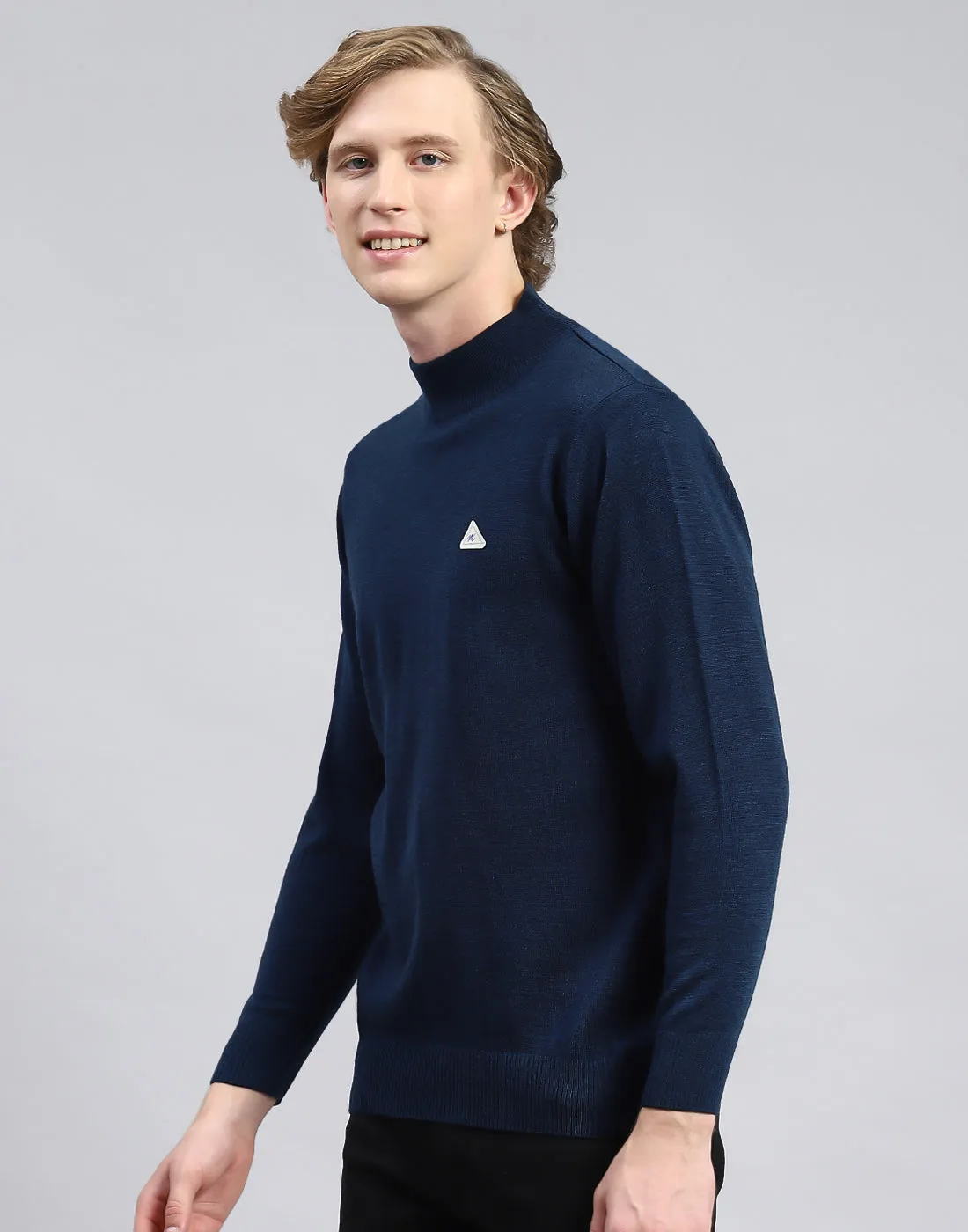 Men Blue Solid Turtle Neck Full Sleeve Pullover sold by Monte Carlo product image thumbnail 3