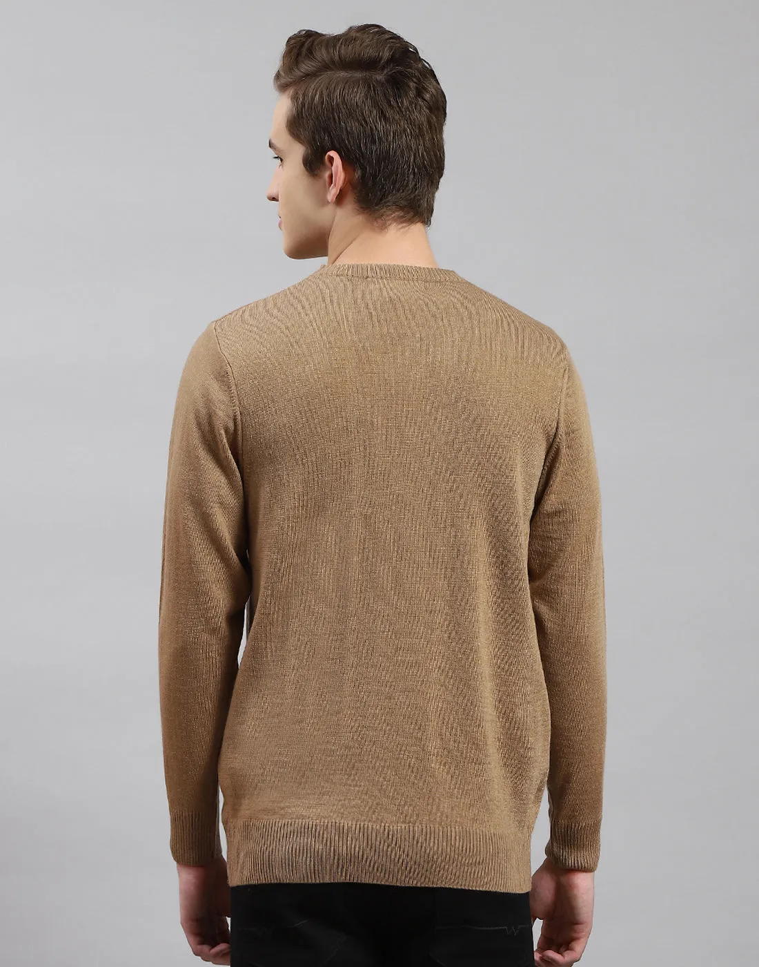 Men Brown Solid V Neck Full Sleeve Pullover sold by Monte Carlo product image thumbnail 5