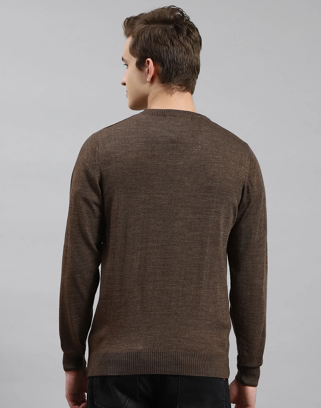 Men Brown Solid V Neck Full Sleeve Pullover sold by Monte Carlo product image thumbnail 5