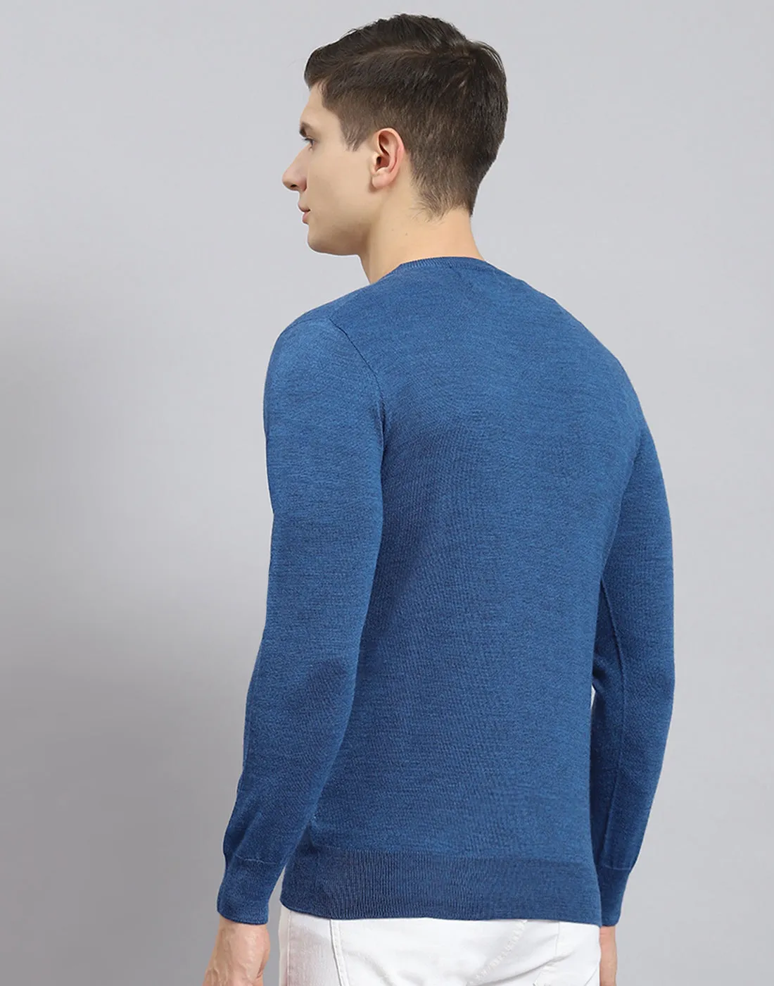 Men Blue Solid V Neck Full Sleeve Pullover sold by Monte Carlo product image thumbnail 5