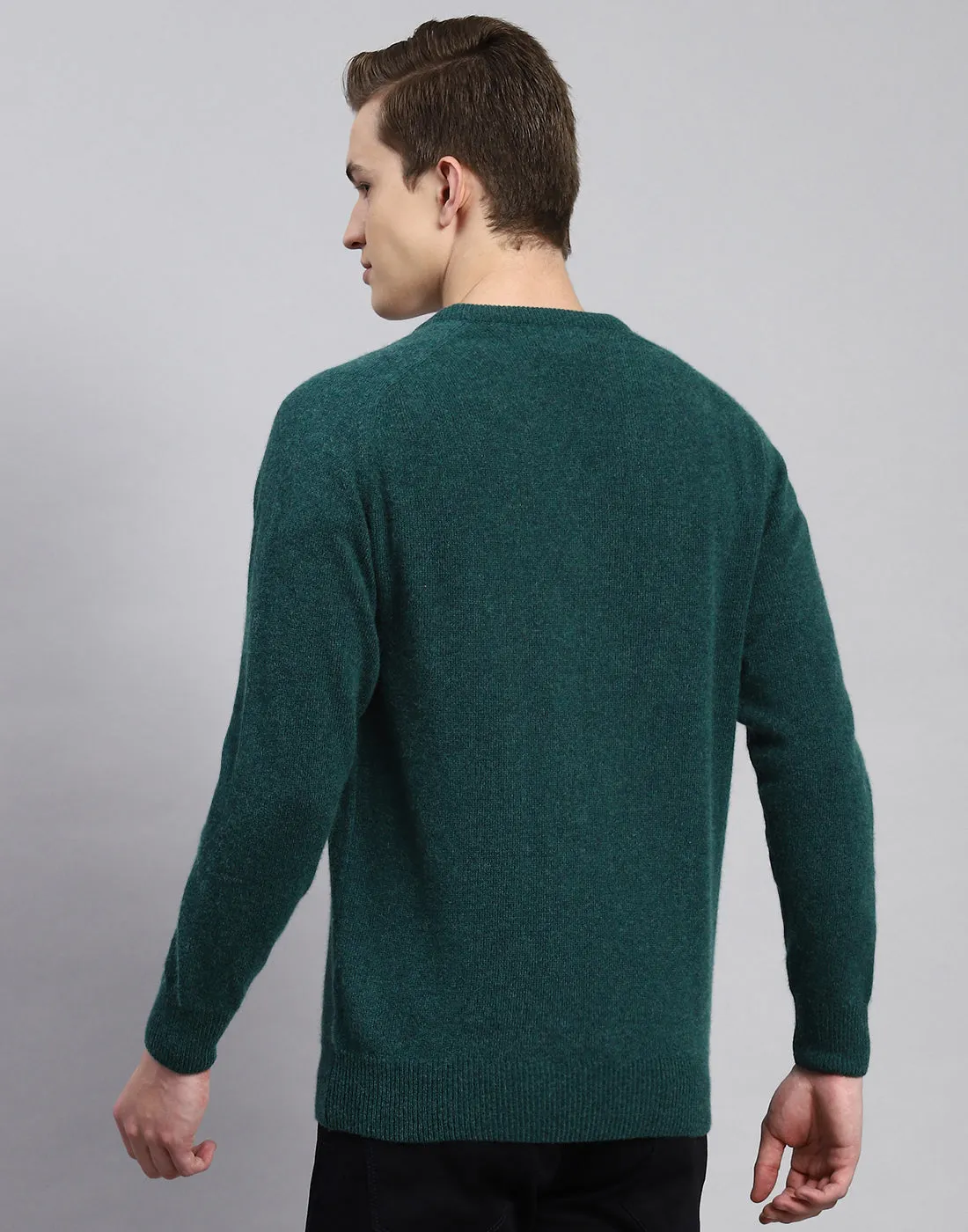 Men Green Solid V Neck Full Sleeve Pullover sold by Monte Carlo product image thumbnail 5