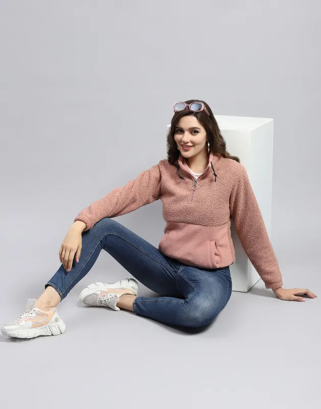 Rock.it Women Pink Solid Turtle Neck Full Sleeve Sweatshirt sold by Monte Carlo