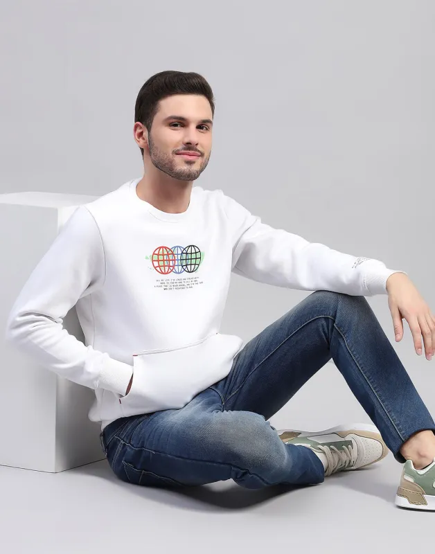 Rock.it Men White Printed Round Neck Full Sleeve Sweatshirt sold by Monte Carlo