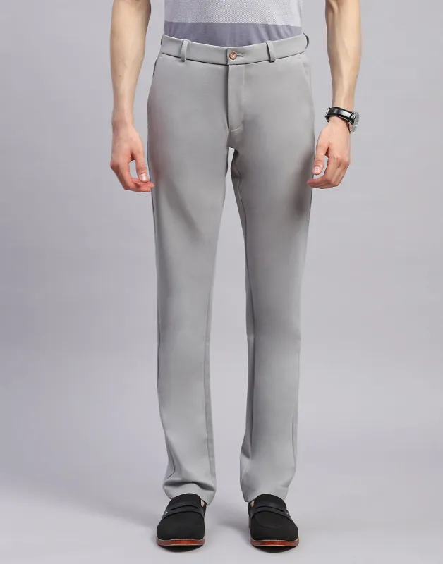 Men Grey Solid Regular Fit Trouser sold by Monte Carlo