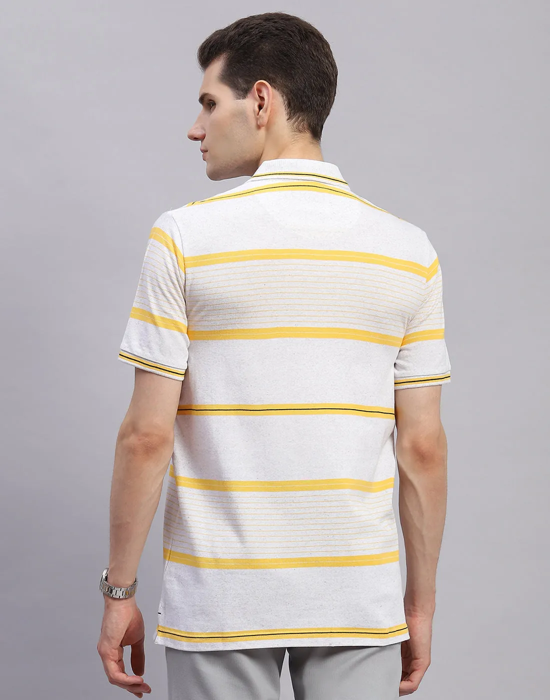 Men Yellow Stripe Collar Half Sleeve T-Shirt sold by Monte Carlo product image thumbnail 5
