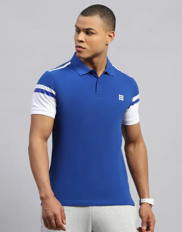 Rock.it Men Blue Solid Polo Collar Half Sleeve T-Shirt made by Monte Carlo