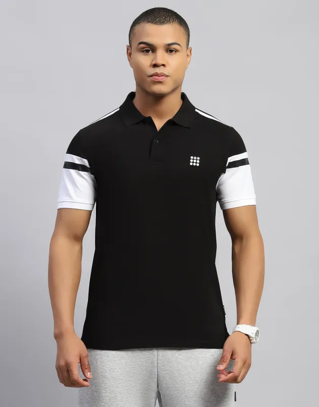 Rock.it Men Black Solid Polo Collar Half Sleeve T-Shirt made by Monte Carlo