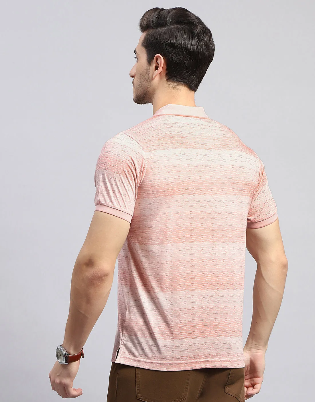 Men Pink Self Design Polo Collar Half Sleeve T-Shirt sold by Monte Carlo product image thumbnail 5