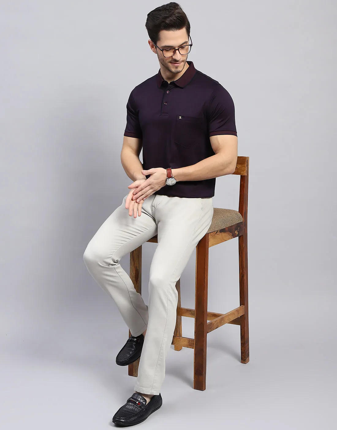Men Maroon Solid Polo Collar Half Sleeve T-Shirt sold by Monte Carlo product image thumbnail 2