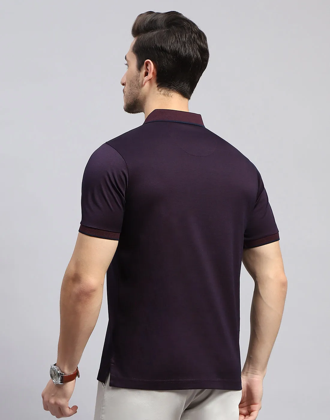 Men Maroon Solid Polo Collar Half Sleeve T-Shirt sold by Monte Carlo product image thumbnail 5