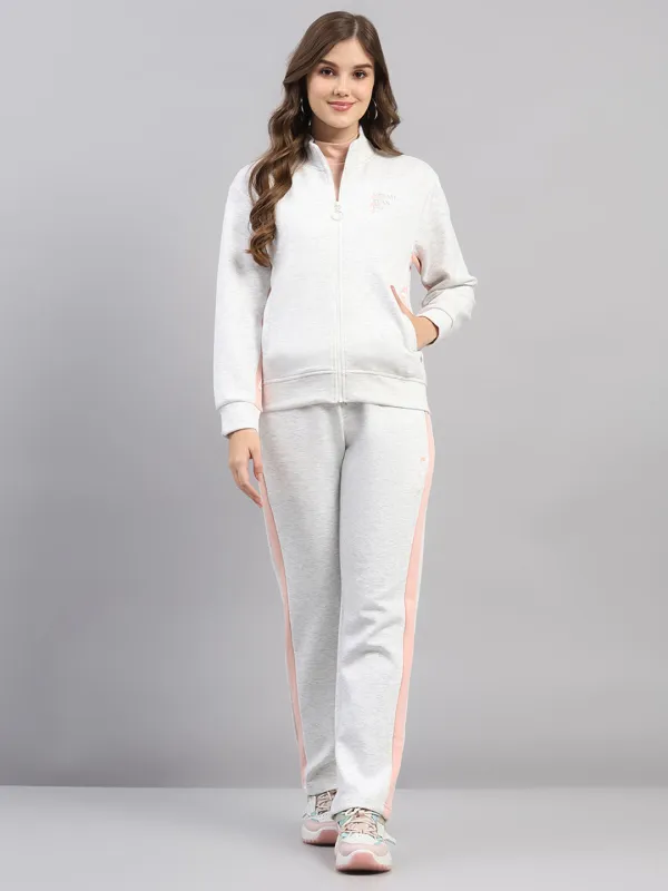 Women Off White Printed Mock Neck Full Sleeve Winter Tracksuit sold by Monte Carlo