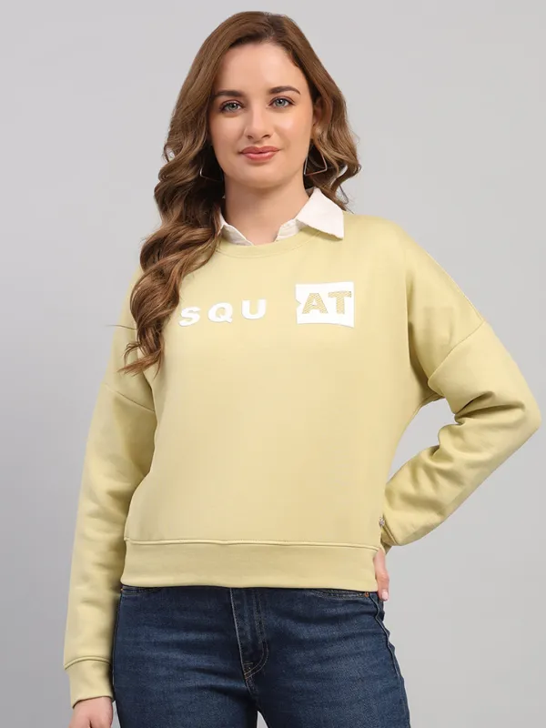 Women Green Printed Round Neck Full Sleeve Sweatshirt sold by Monte Carlo