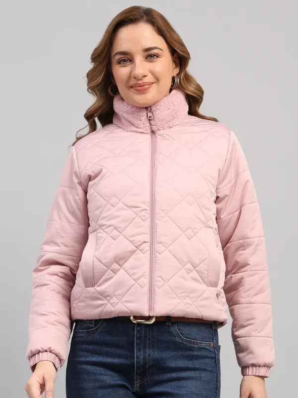 Women Pink Solid Collar Full Sleeve Reversible Jacket sold by Monte Carlo