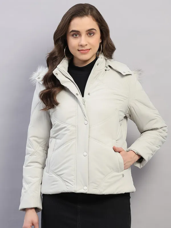 Women Beige Solid Hooded Full Sleeve Jacket sold by Monte Carlo