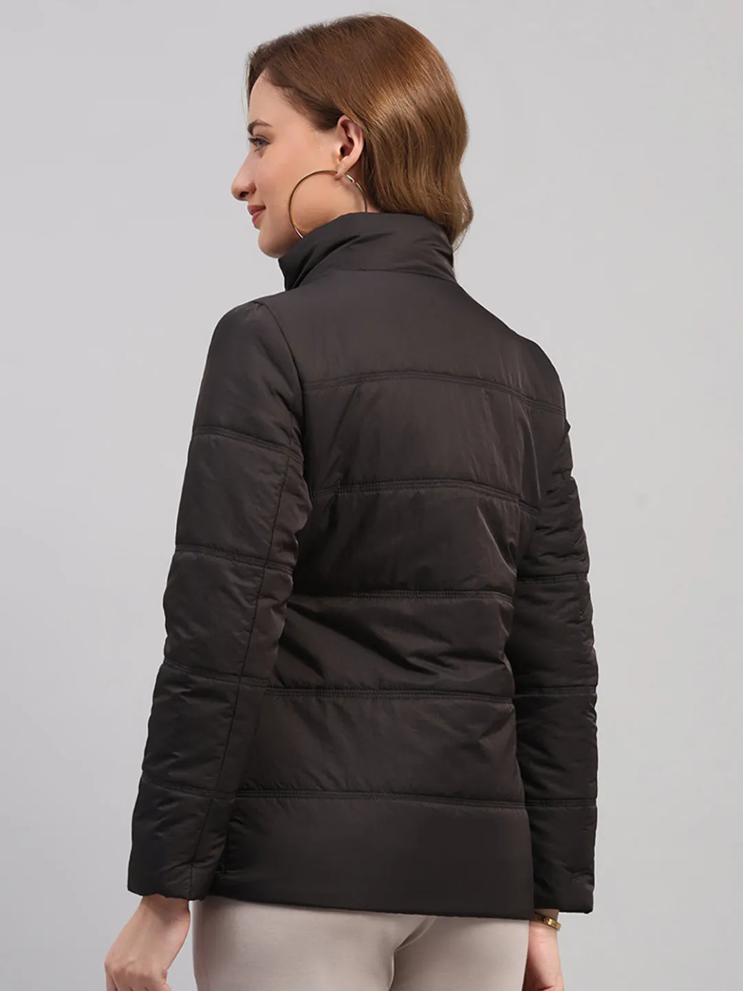 Women Charcoal Solid Collar Full Sleeve Jacket sold by Monte Carlo product image thumbnail 5