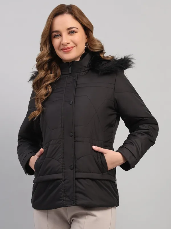 Rock.it Women Black Solid Hooded Full Sleeve Jacket sold by Monte Carlo