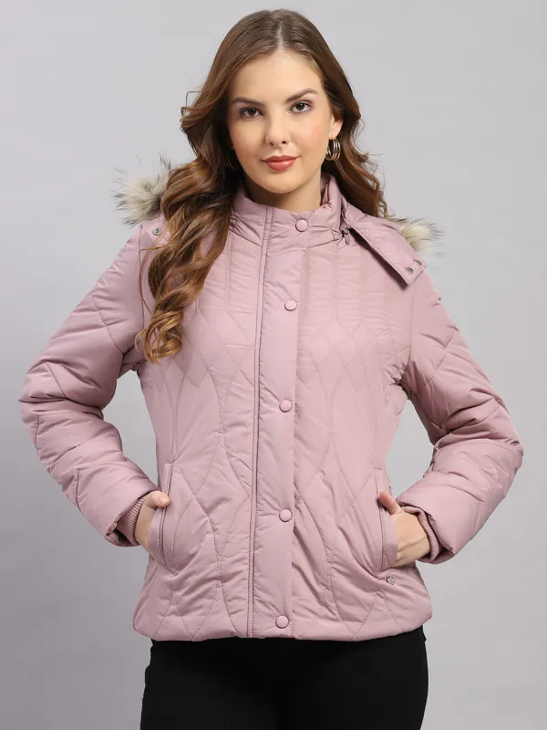 Women Mauve Stripe Hooded Full Sleeve Jacket sold by Monte Carlo