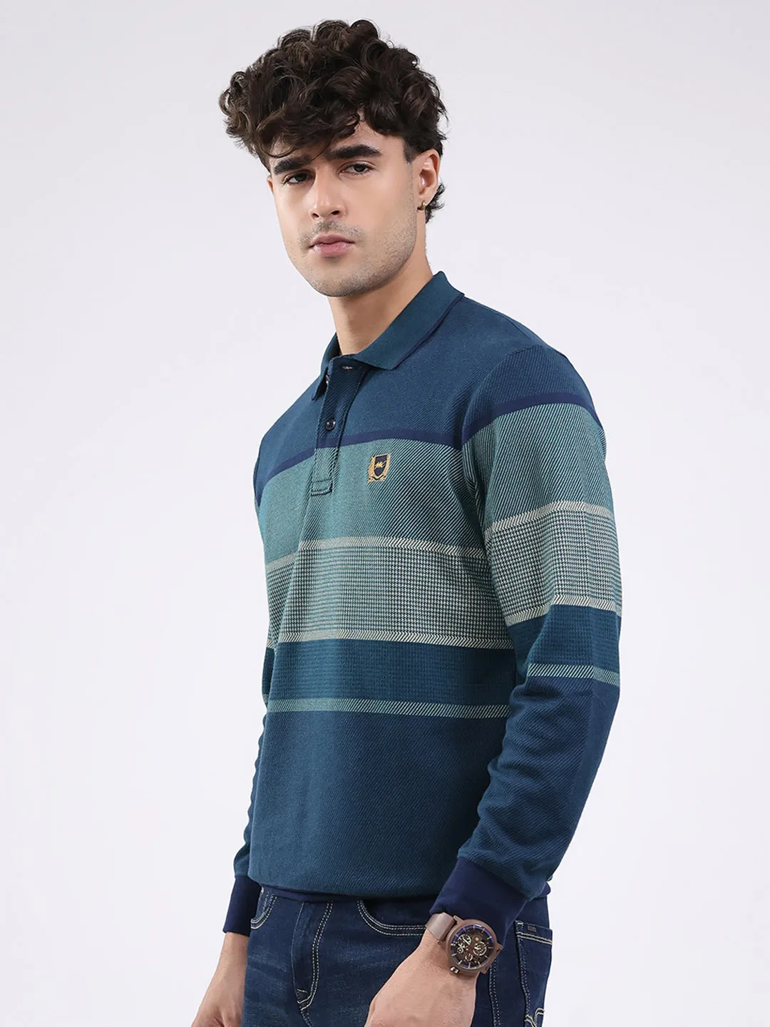 Men Green Solid Collar Full Sleeve Winter T-Shirt sold by Monte Carlo product image thumbnail 3