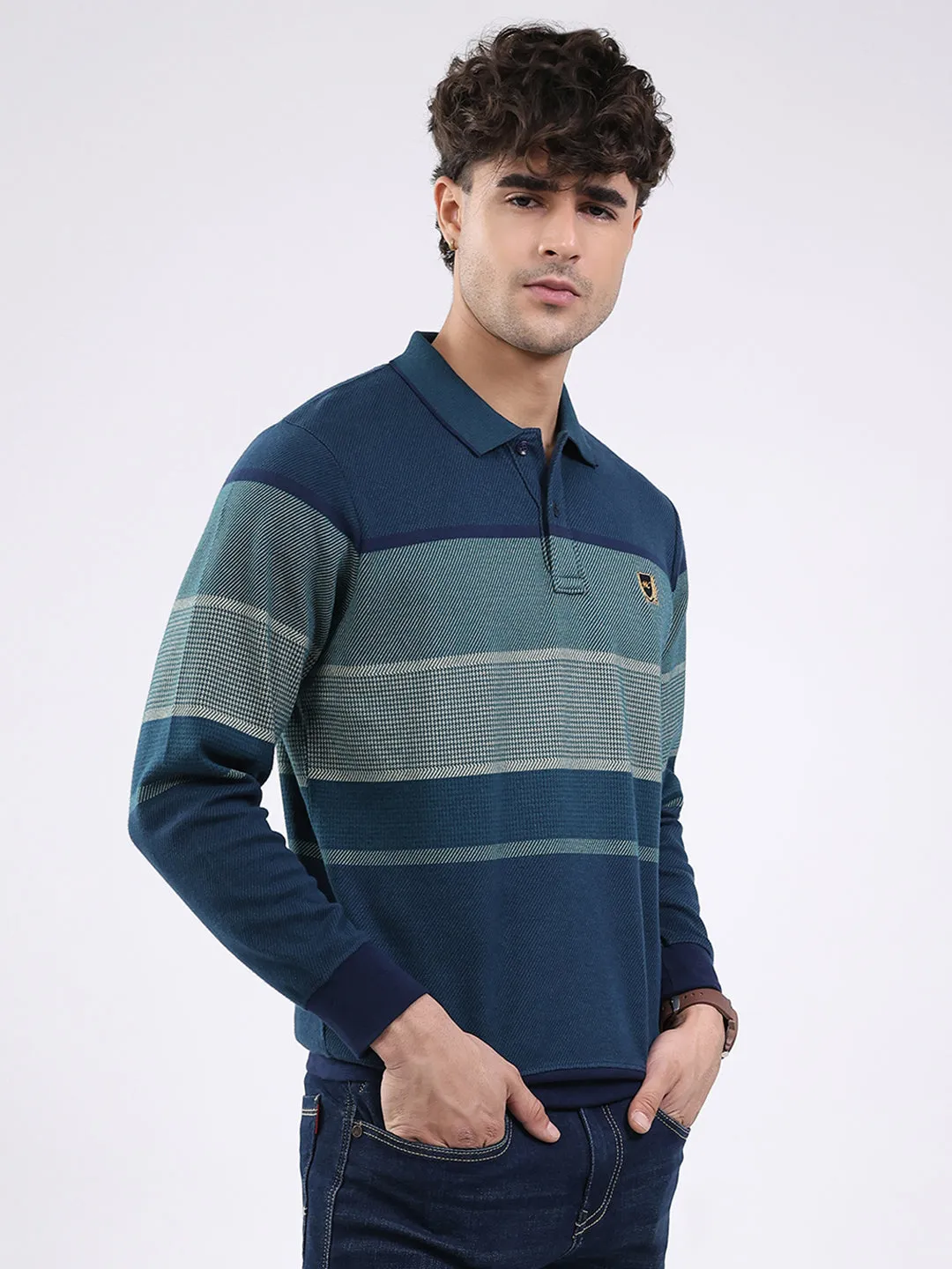 Men Green Solid Collar Full Sleeve Winter T-Shirt sold by Monte Carlo product image thumbnail 4